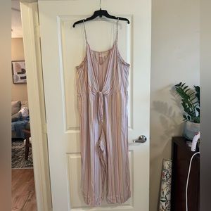 Colorful pinstripe jumpsuit